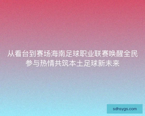 从看台到赛场海南足球职业联赛唤醒全民参与热情共筑本土足球新未来