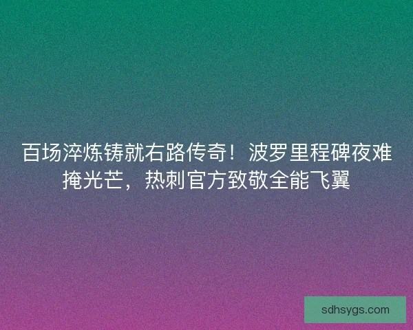 百场淬炼铸就右路传奇！波罗里程碑夜难掩光芒，热刺官方致敬全能飞翼