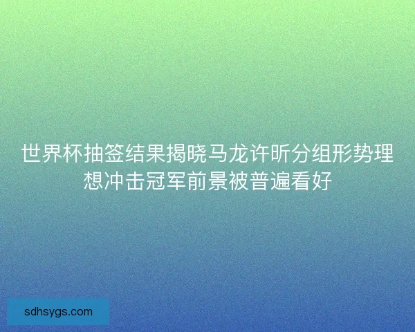 世界杯抽签结果揭晓马龙许昕分组形势理想冲击冠军前景被普遍看好