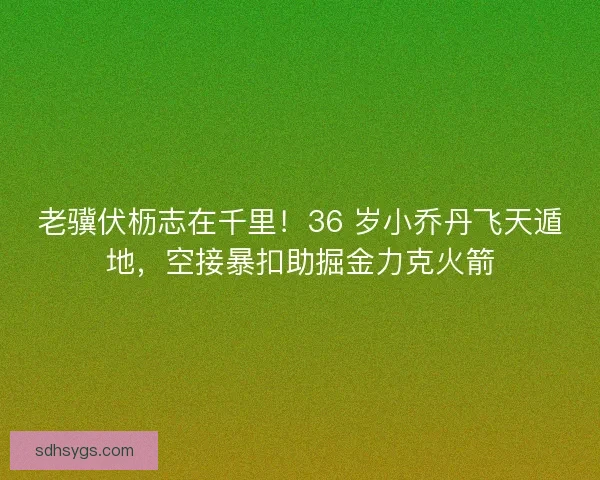 老骥伏枥志在千里！36 岁小乔丹飞天遁地，空接暴扣助掘金力克火箭